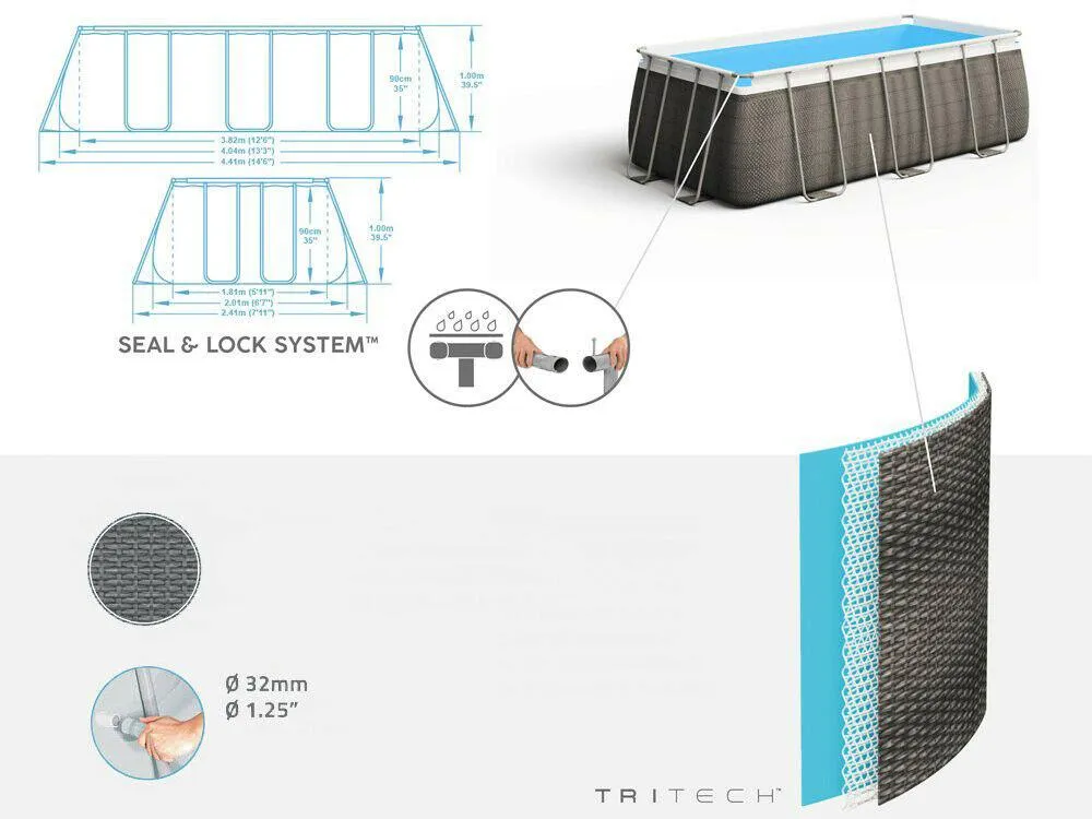 Bestway 13.3Ft Swimming Pool 404X201X100cm Rattan Rectangular   Accessories