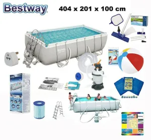 Bestway Swimmimg Pool Rectangular 404X201X100cm Sand Filter Pump   Accessories!!