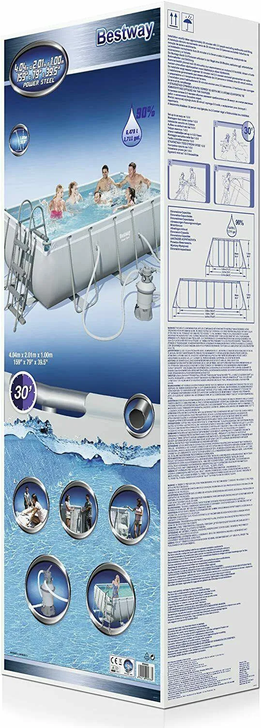 Bestway Swimmimg Pool Rectangular 404X201X100cm Sand Filter Pump   Accessories!!