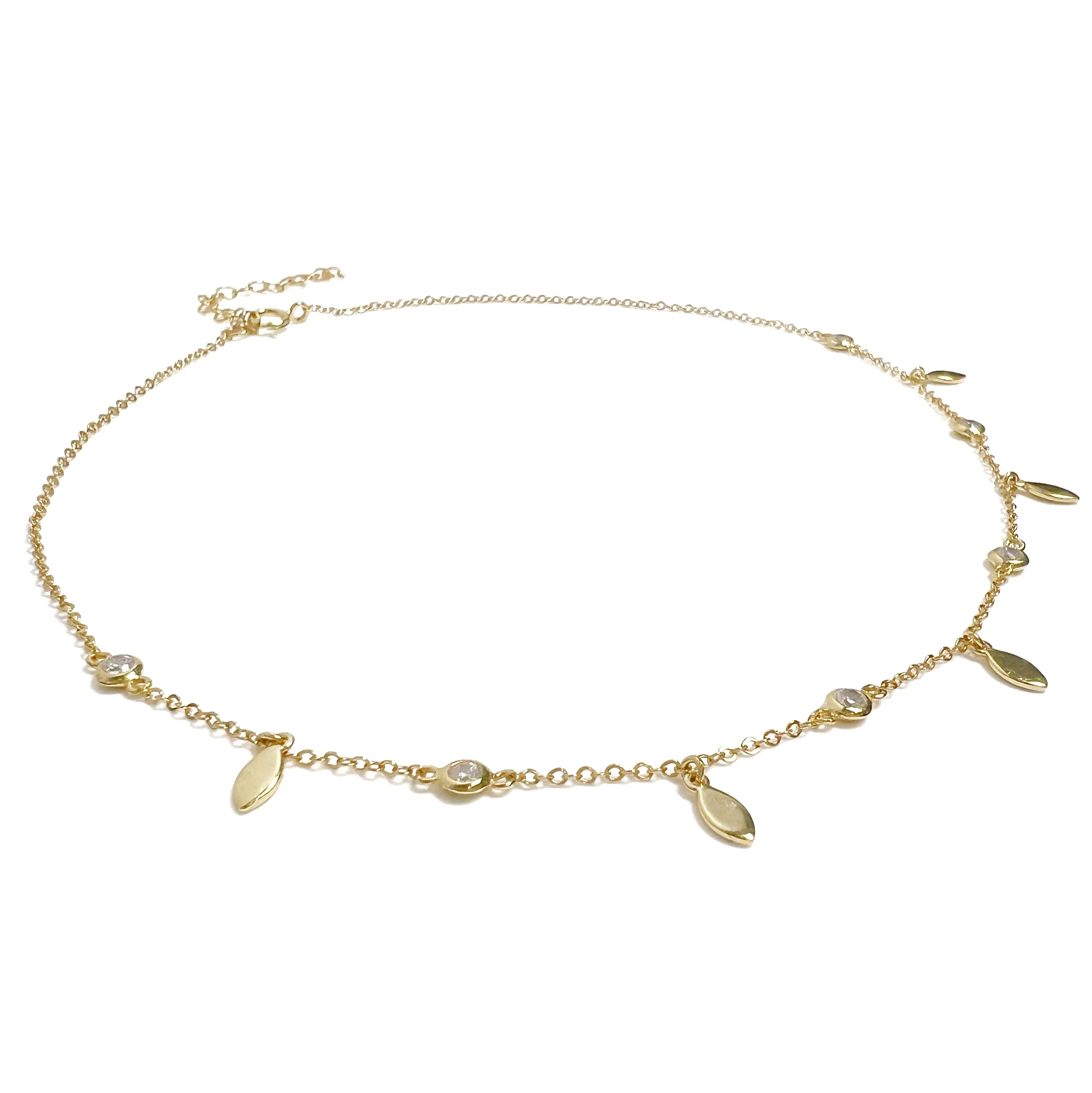 Bezel and Flat Drop Dangling Choker