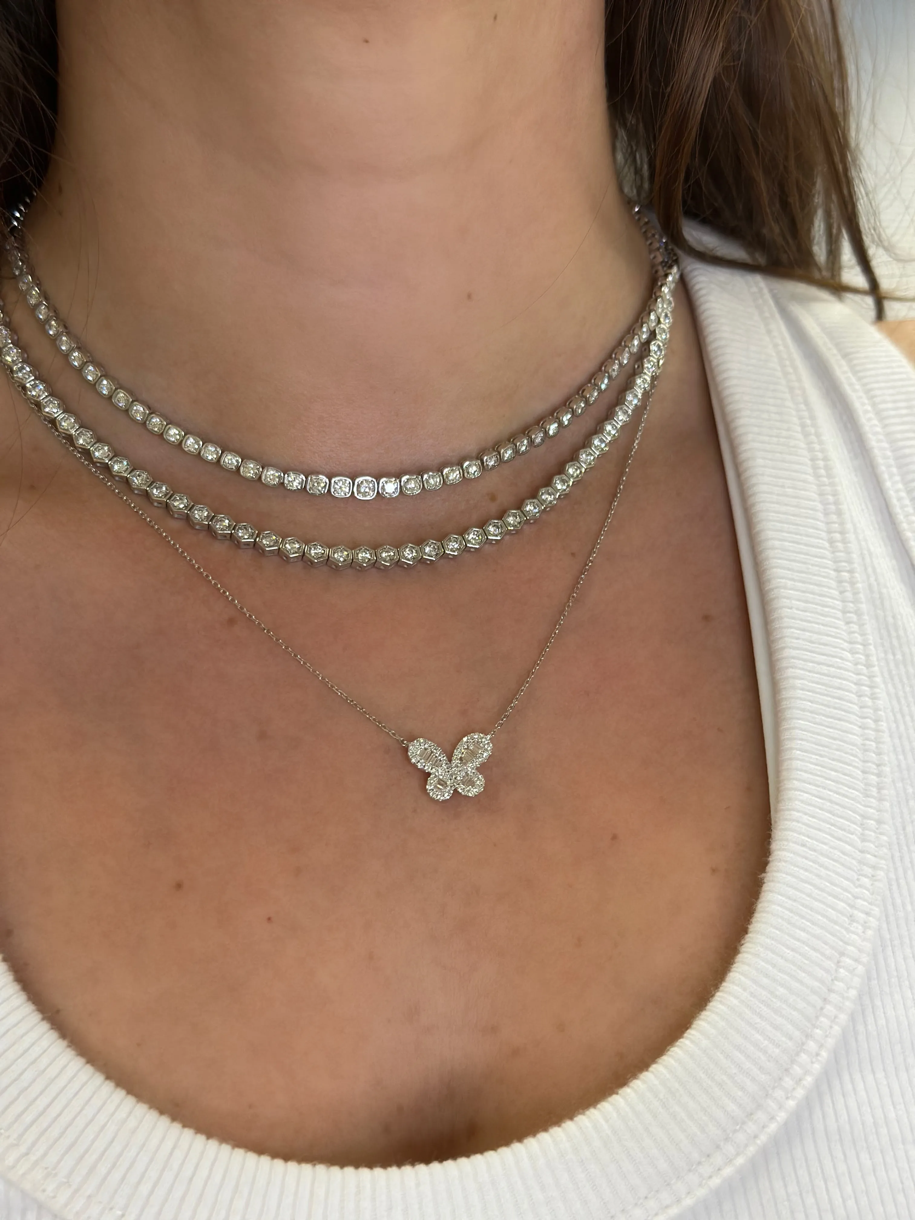 Bezel Set Cushion Tennis Necklace