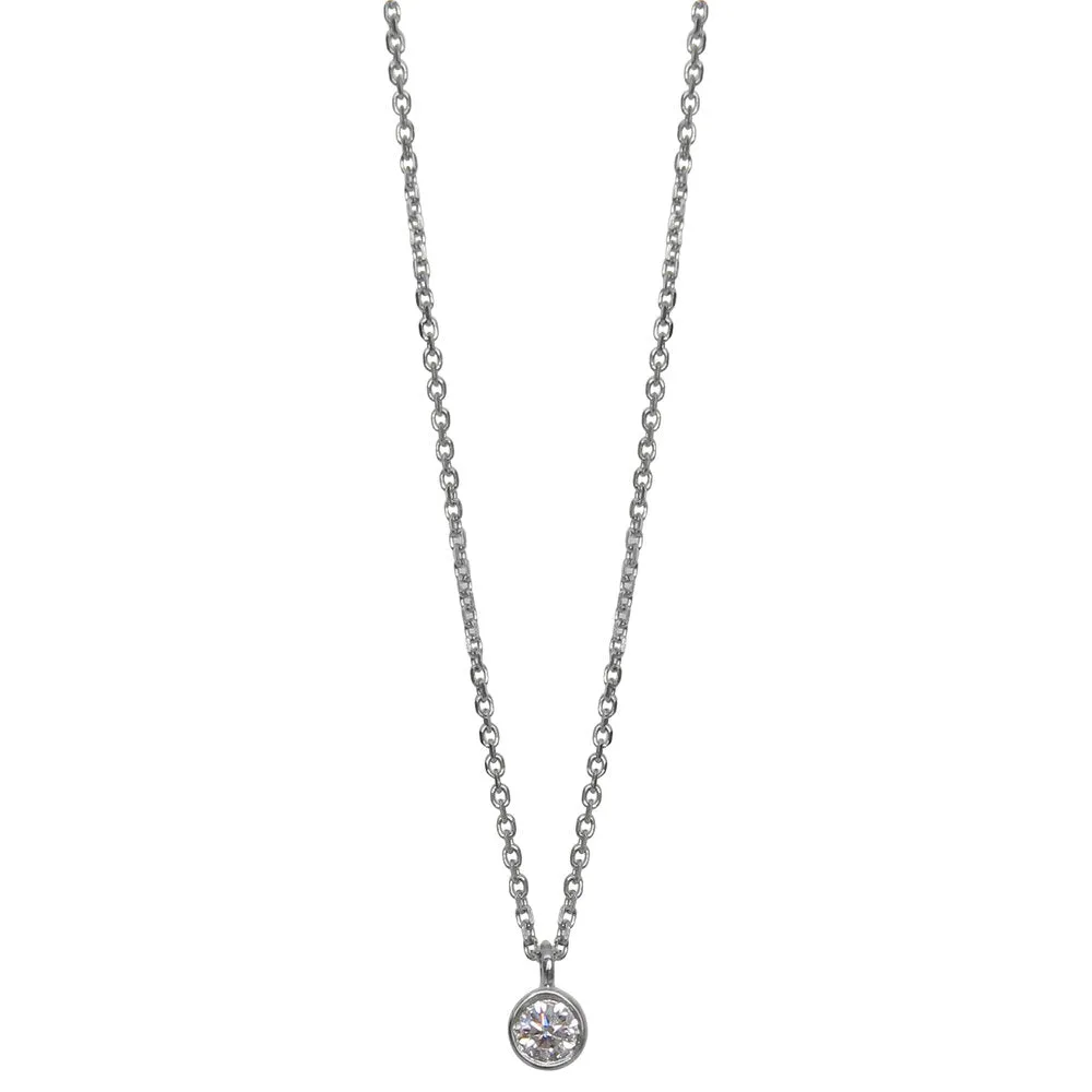 Bezel-set Diamond Drop Pendant