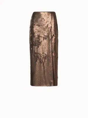 Bi-Color Sequin Jersey Pencil Skirt with Slit