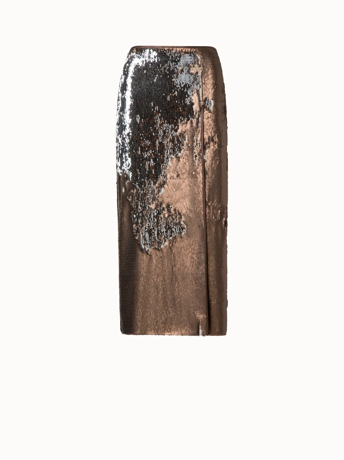Bi-Color Sequin Jersey Pencil Skirt with Slit