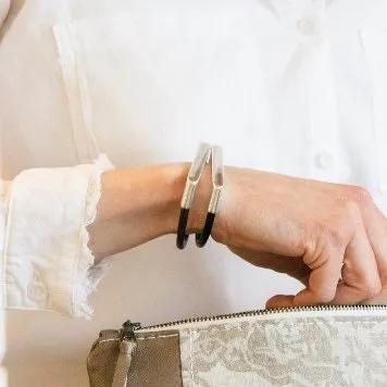 Black & Silver - Straight Bar - Magnetic Cuff - WHSL