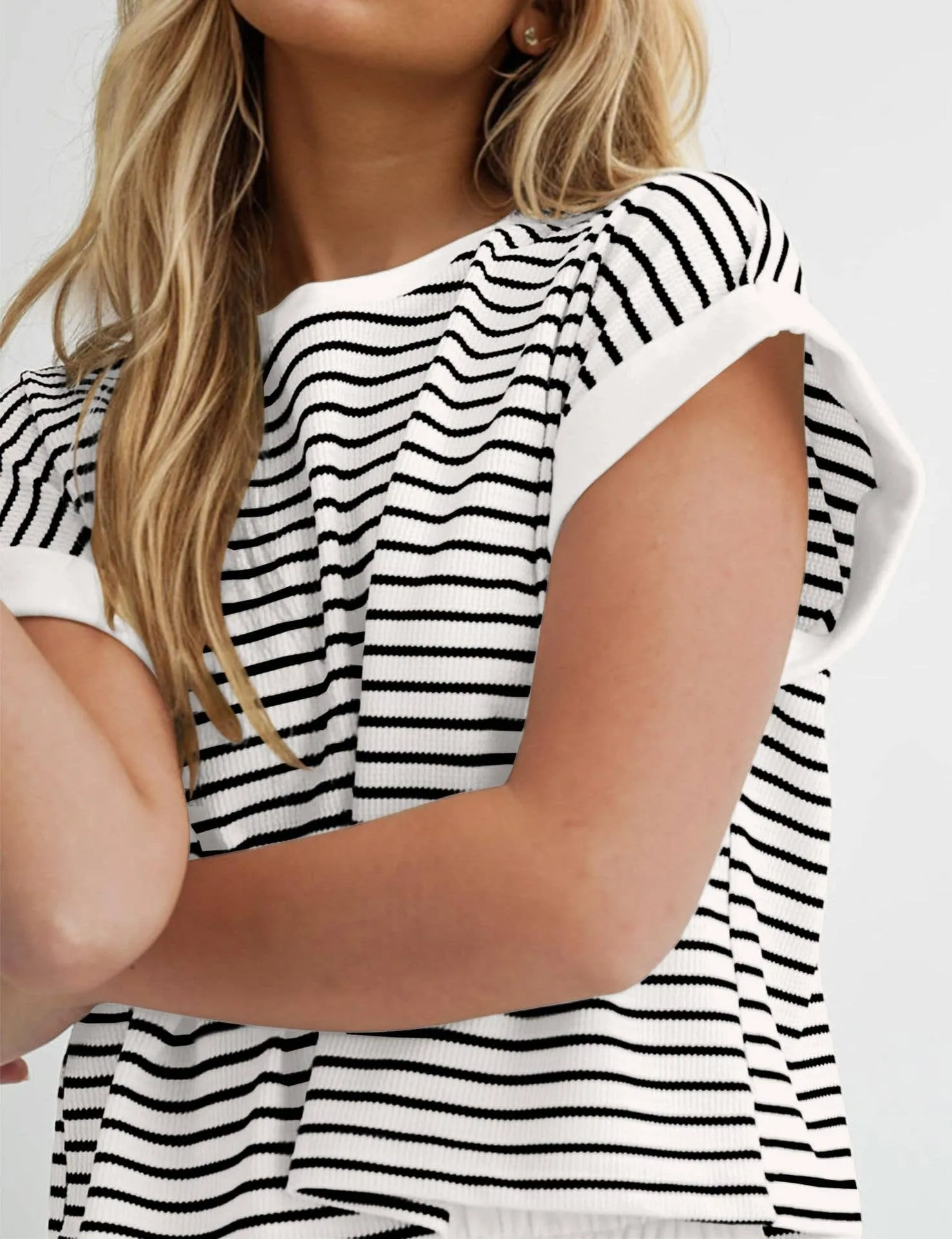 Black & White Striped Casual Tracksuit
