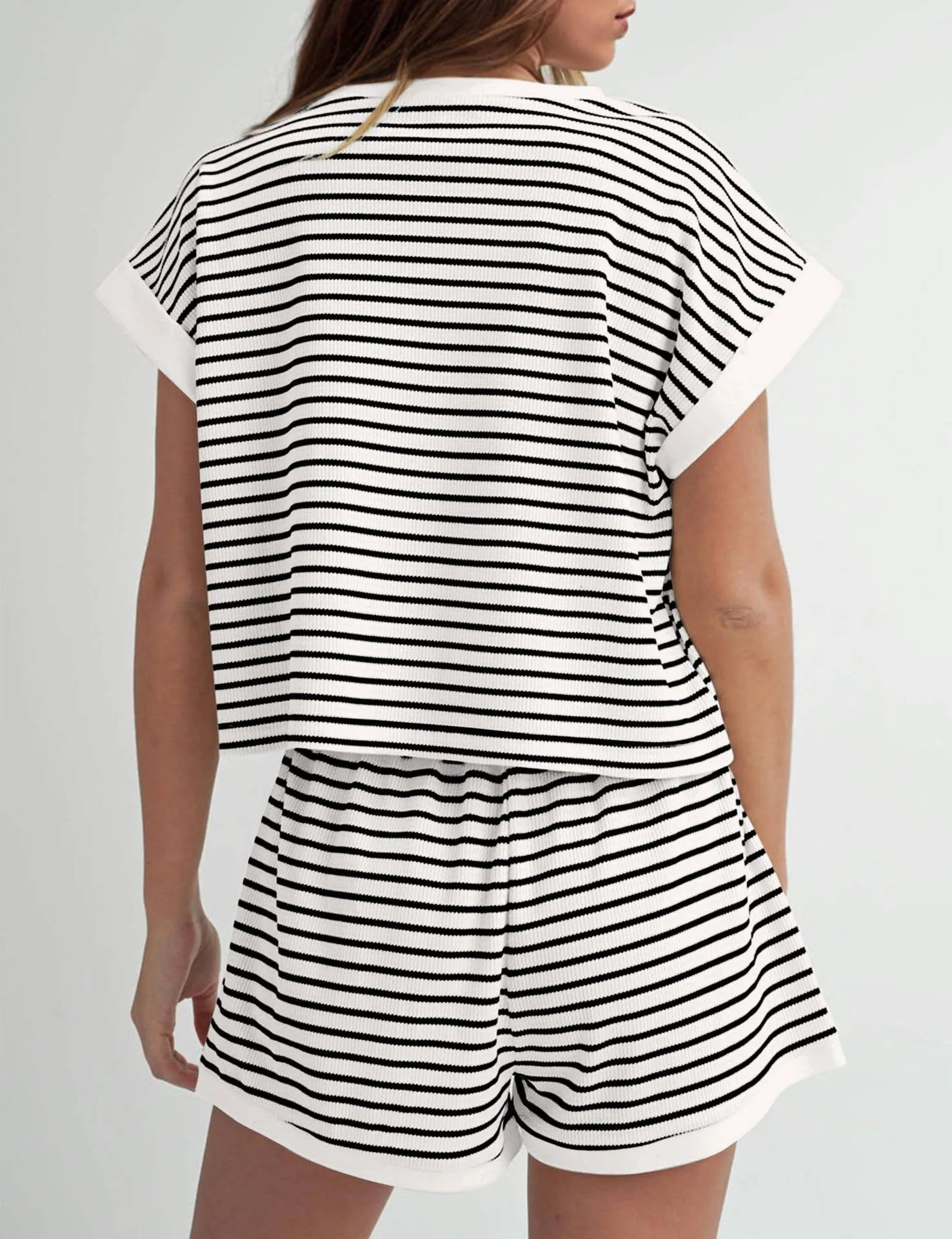 Black & White Striped Casual Tracksuit