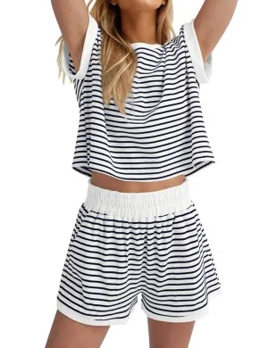 Black & White Striped Casual Tracksuit