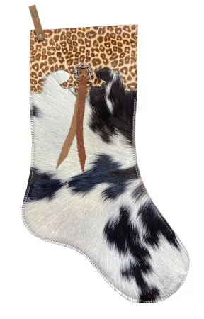Black and White Cowhide Christmas Stocking – Cheetah Cuff