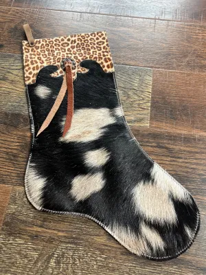 Black and White Cowhide Christmas Stocking – Cheetah Cuff