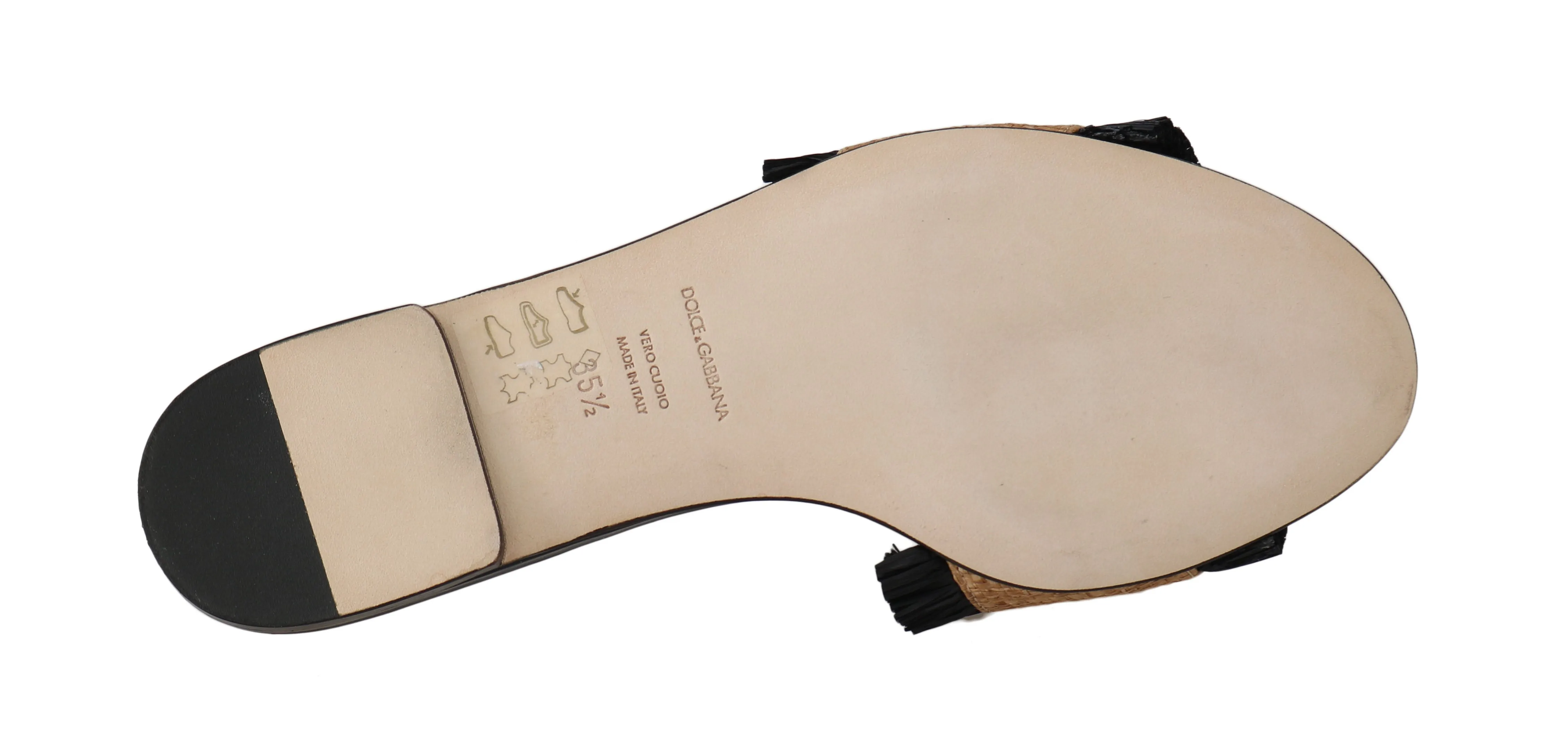 Black Brown Straw Crystal Flip Flops