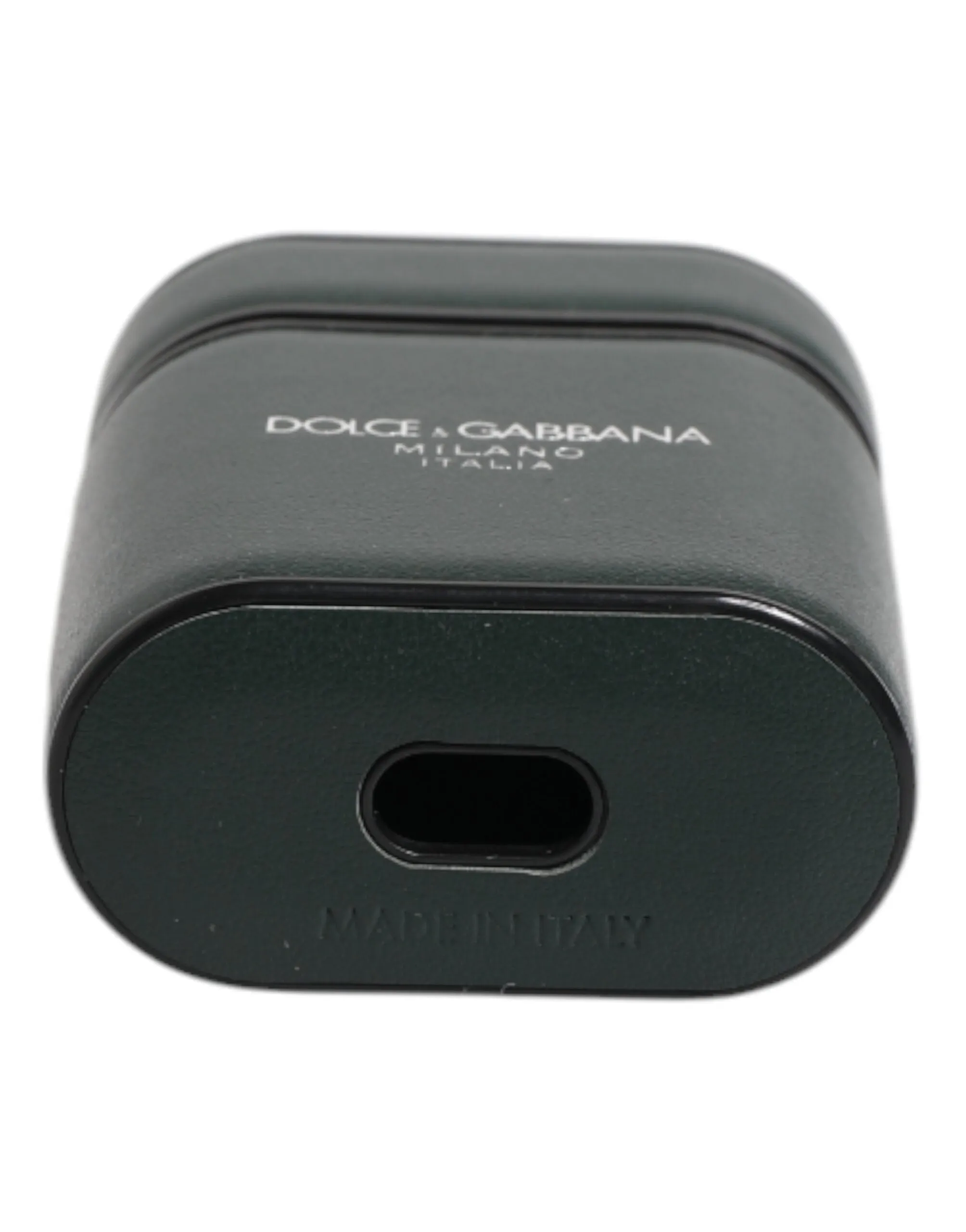 Black Calfskin Leather Logo Print Flip Holder Airpods Case