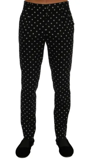 Black Cotton Flower Pattern Pants