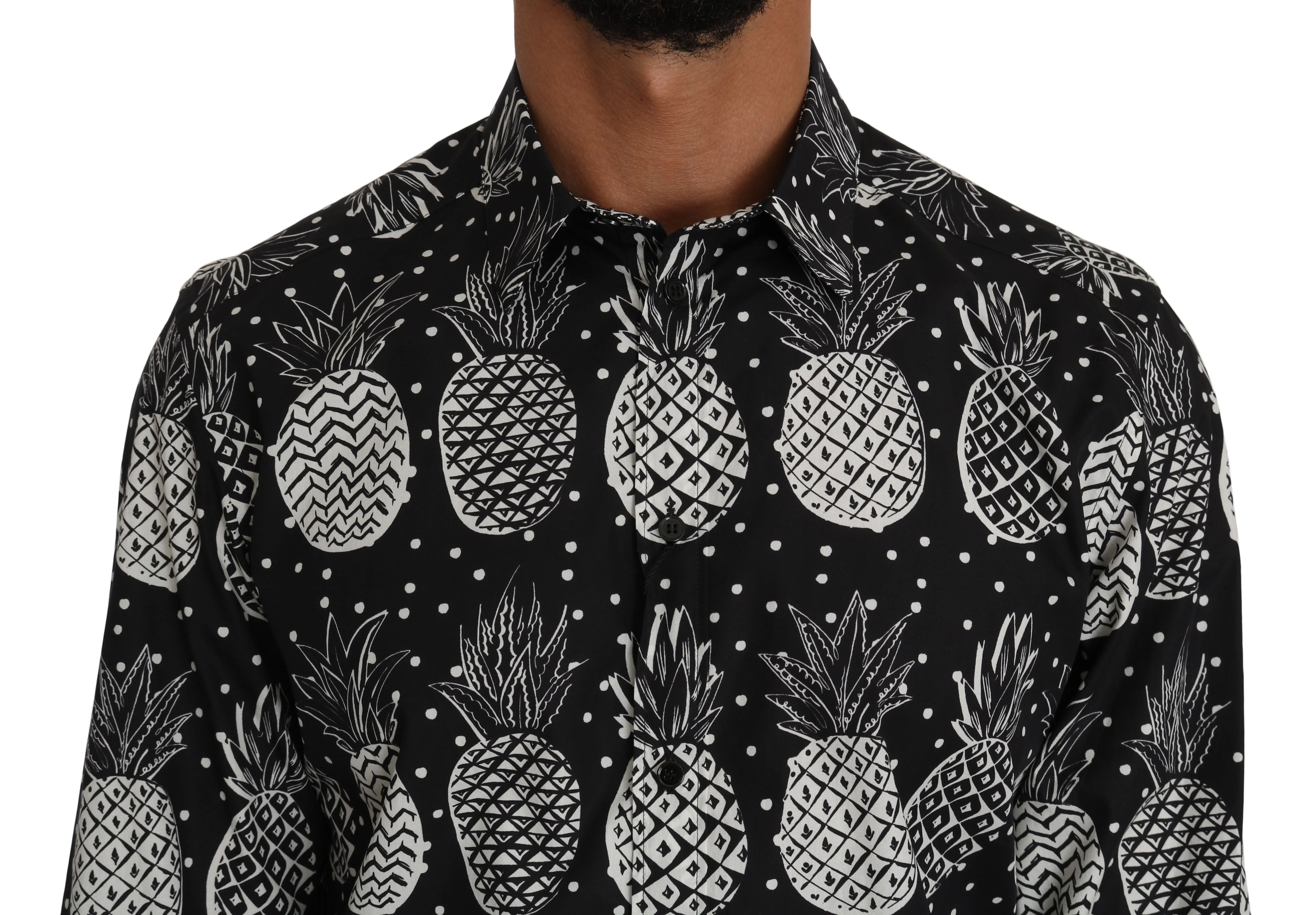 Black Cotton GOLD Pineapple Print