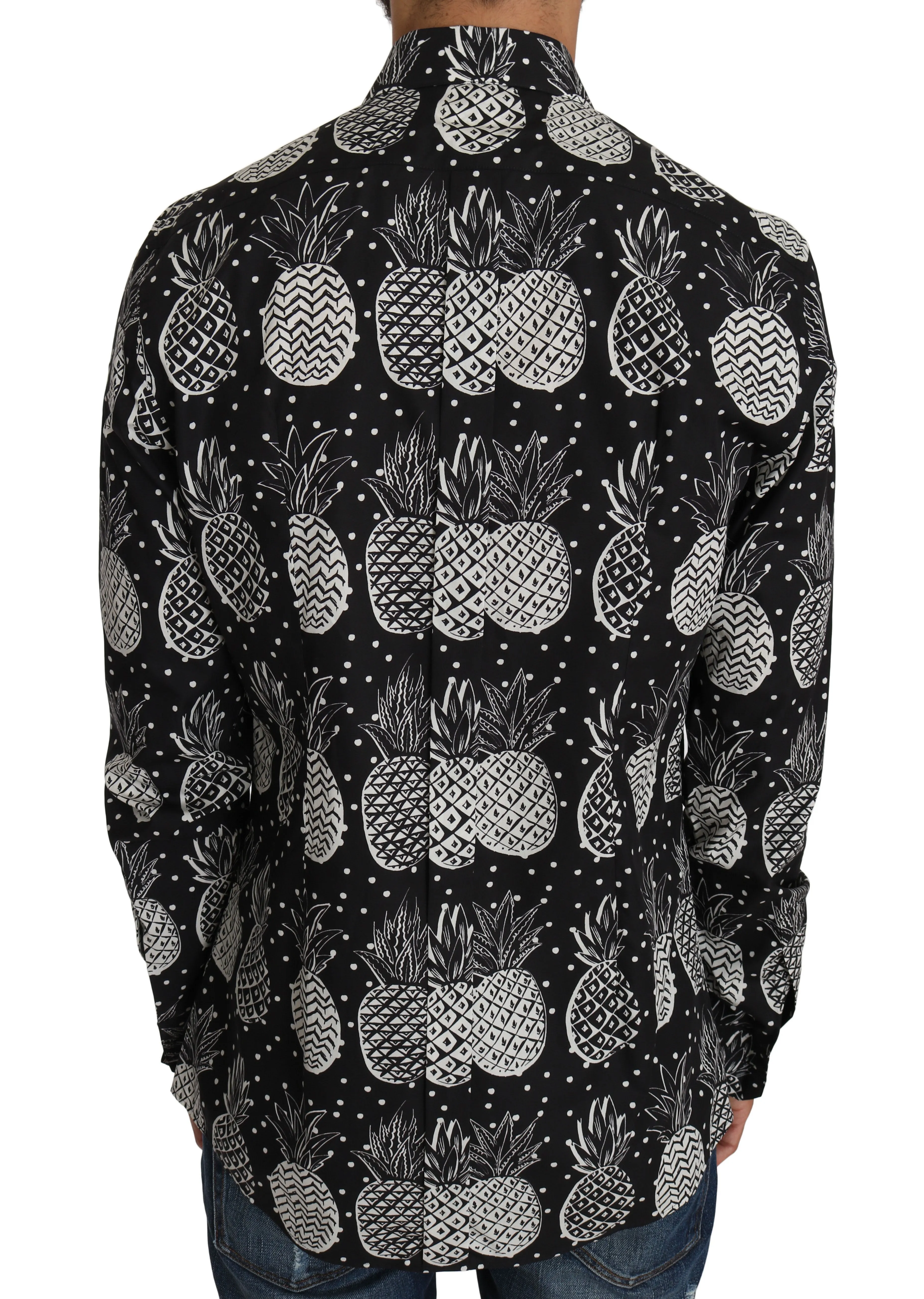 Black Cotton GOLD Pineapple Print