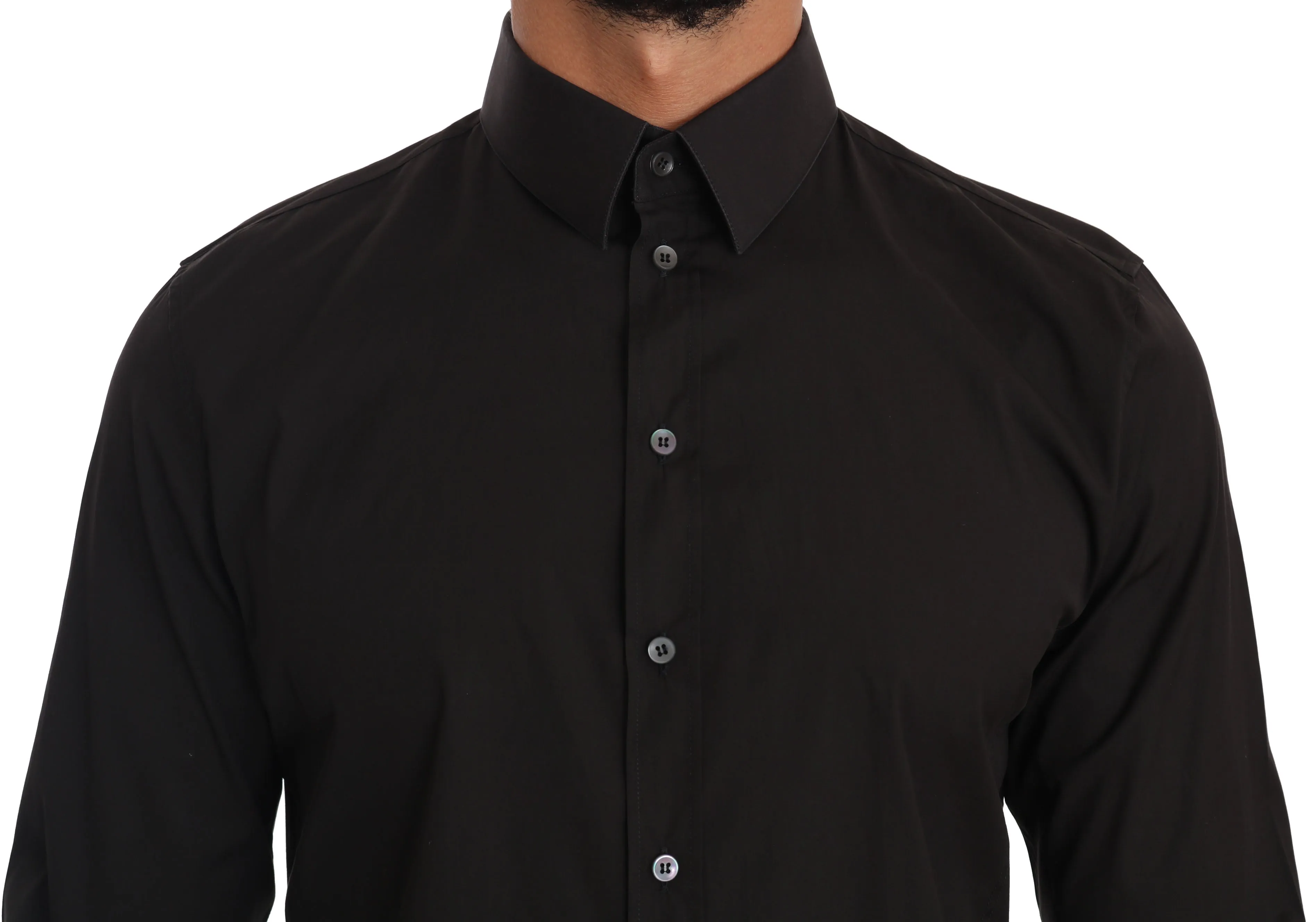 Black Cotton SICILIA Stretch Formal Shirt
