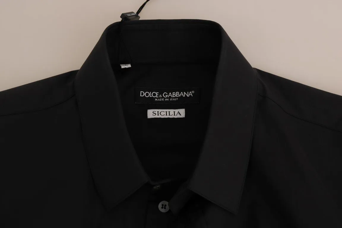 Black Dress Slim Fit Cotton Shirt