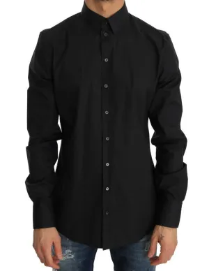 Black Dress Slim Fit Cotton Shirt