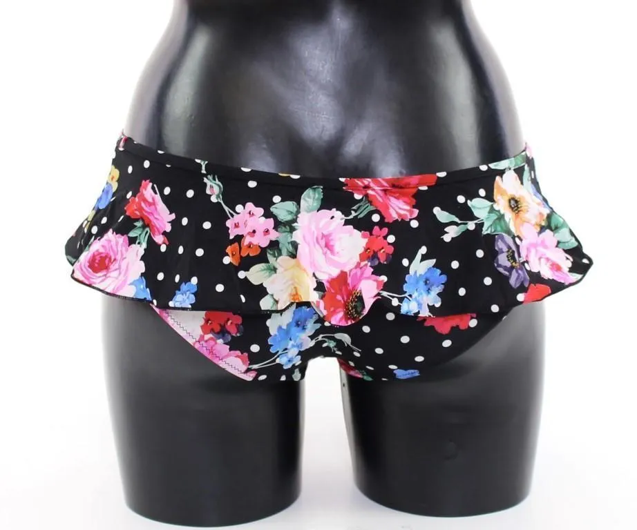 Black Floral Bikini Bottom Swimwear Beachwear