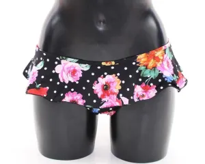 Black Floral Bikini Bottom Swimwear Beachwear