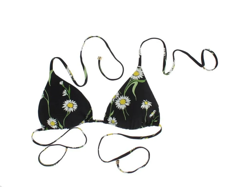 Black Floral Bikini Top