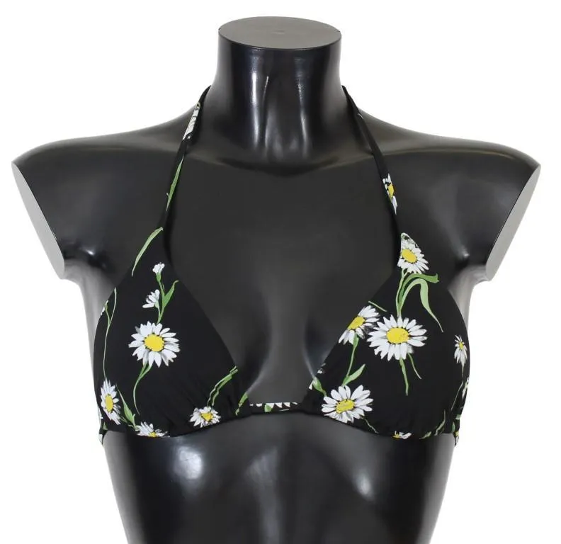 Black Floral Bikini Top