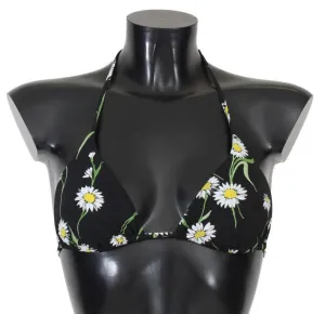 Black Floral Bikini Top