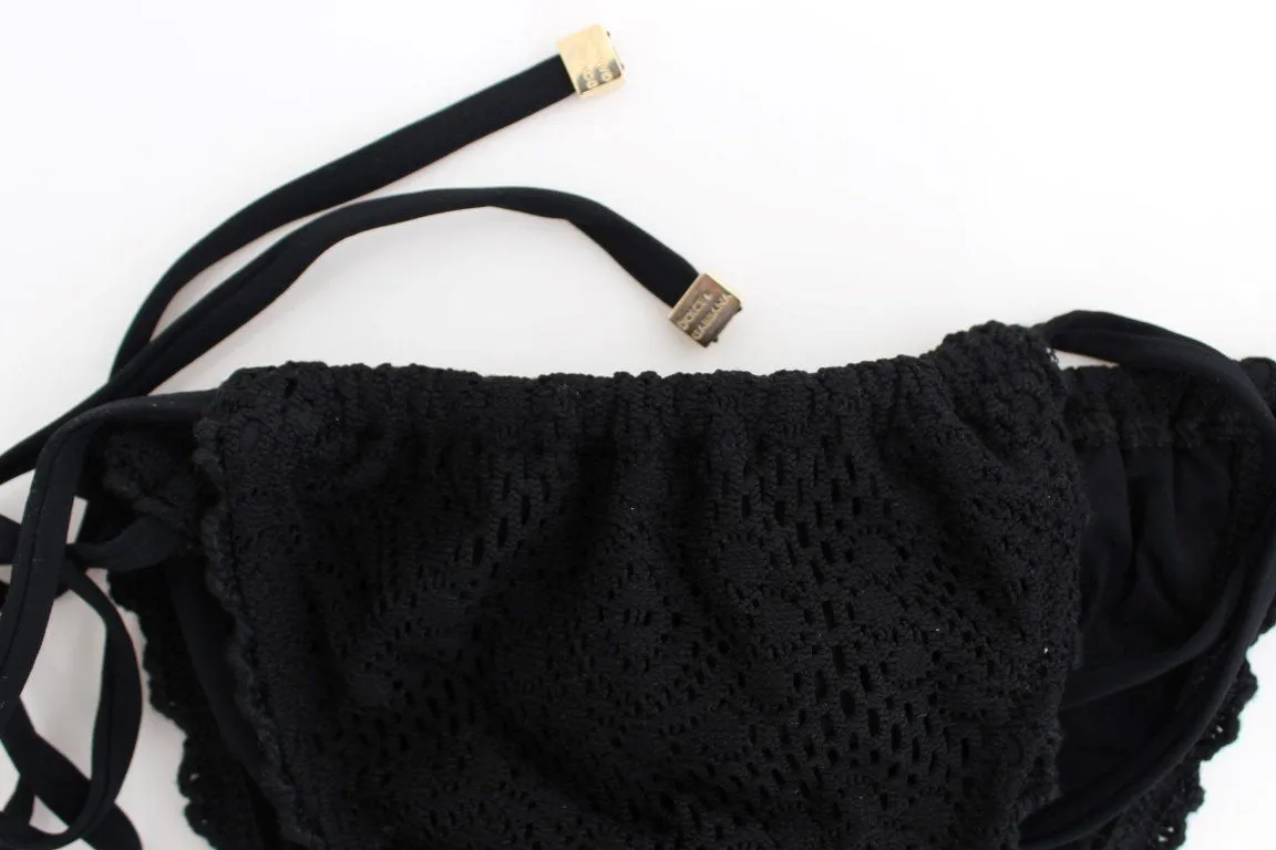 Black Knitted Bikini Bottom Swimwear Beachwear