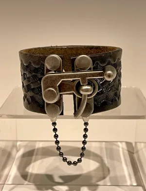 Black Leather Cuff with Silver Closure MMC3