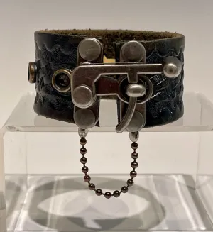 Black Leather Cuff with Silver Closure MMC4