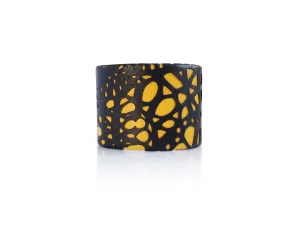 Black Leather Lace on Yellow Cuff