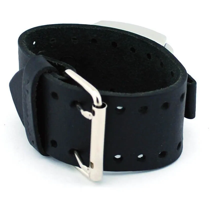 Black Lite SQ Watch with Black Leather Cuff Band B516K