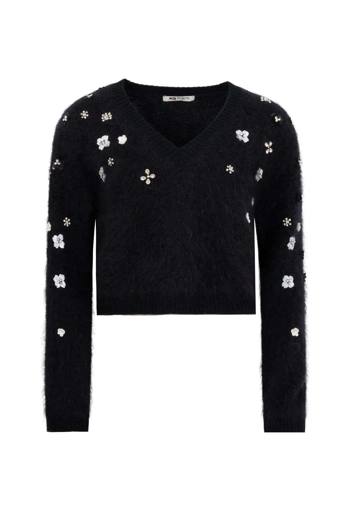 BLACK MOHAIR SILK V-NECK KNITWEAR
