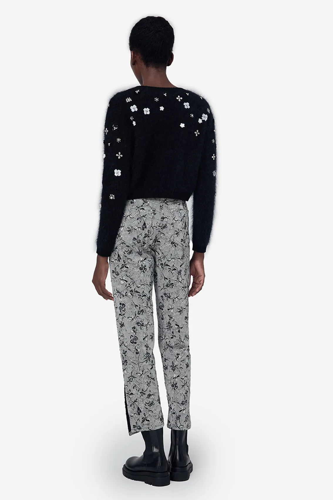 BLACK MOHAIR SILK V-NECK KNITWEAR