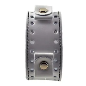 Black Stitched White Leather Cuff