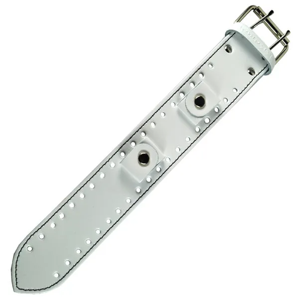 Black Stitched White Leather Cuff