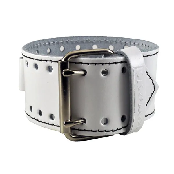 Black Stitched White Leather Cuff