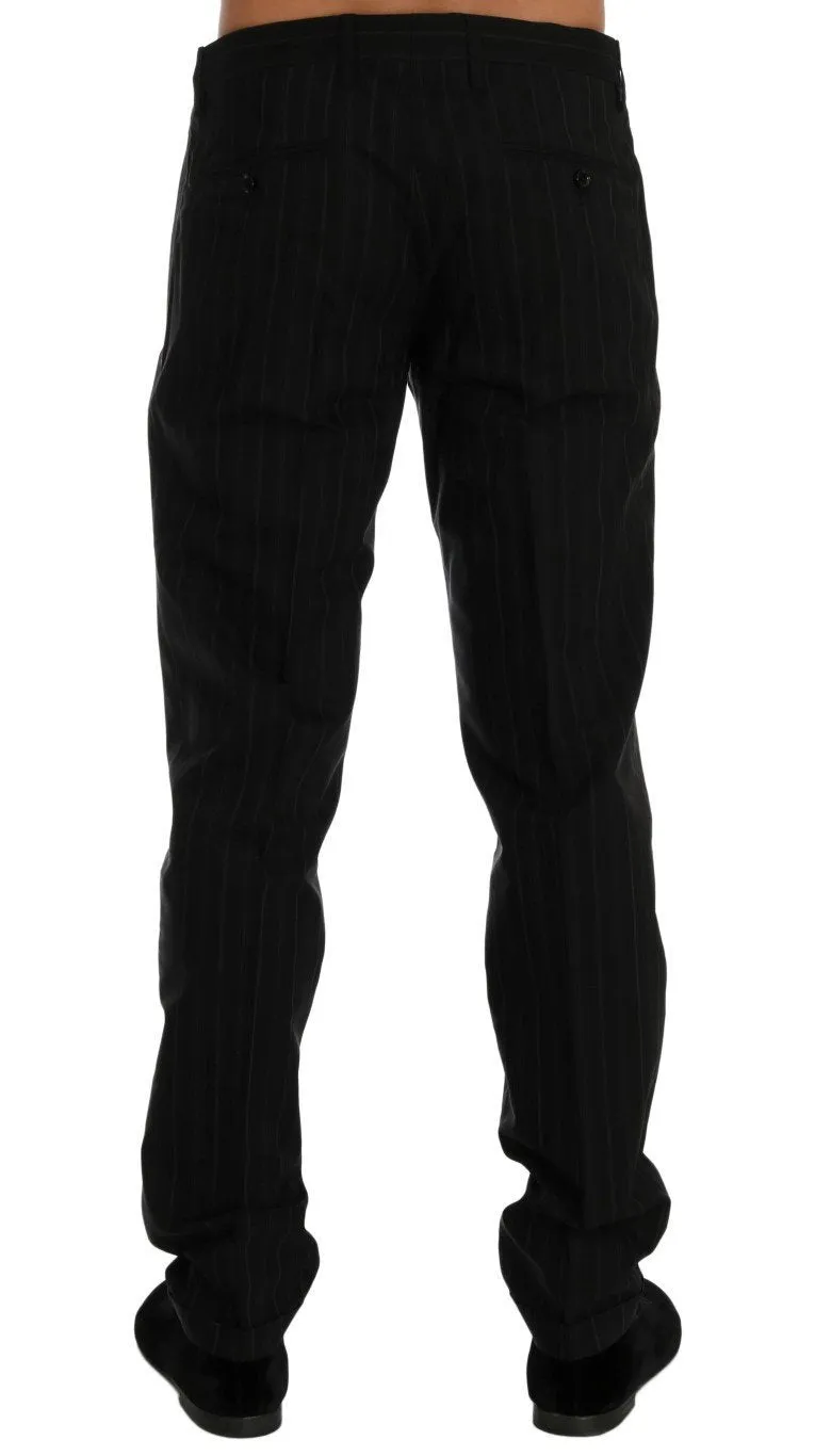 Black Striped Cotton Dress Formal Pants