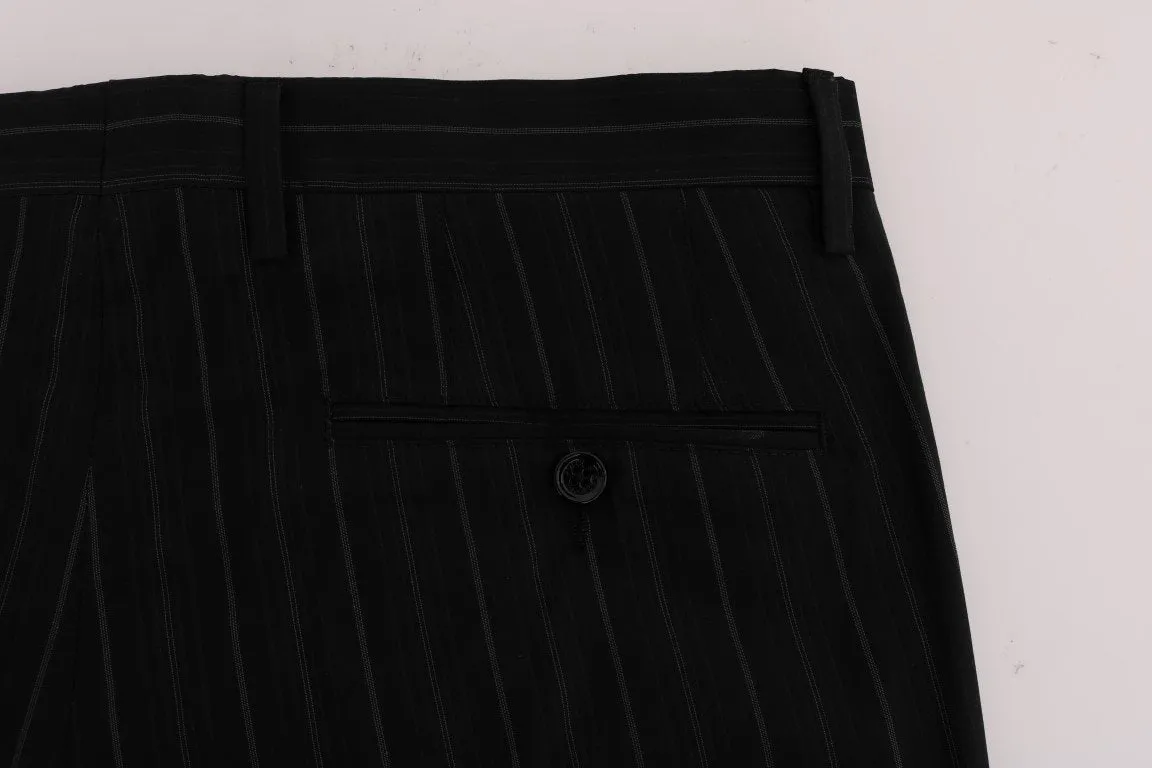 Black Striped Cotton Dress Formal Pants
