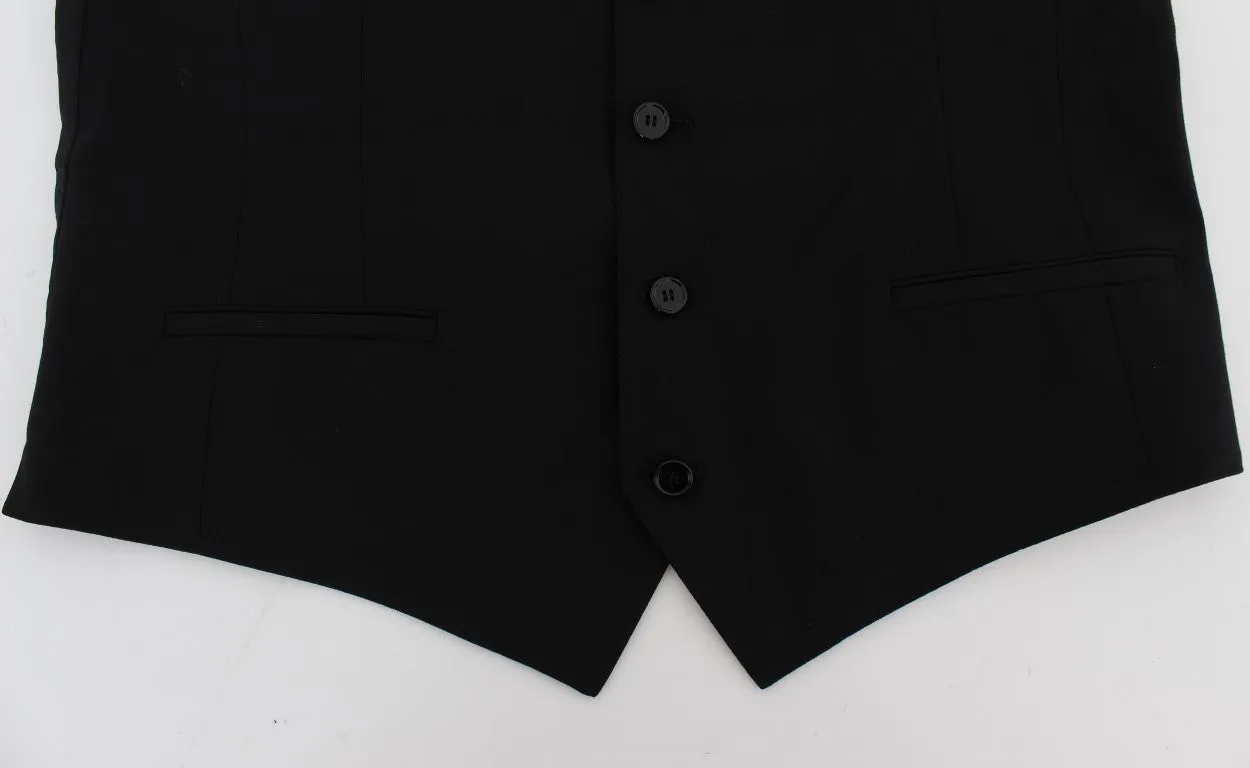 Black Wool Blend Formal Vest