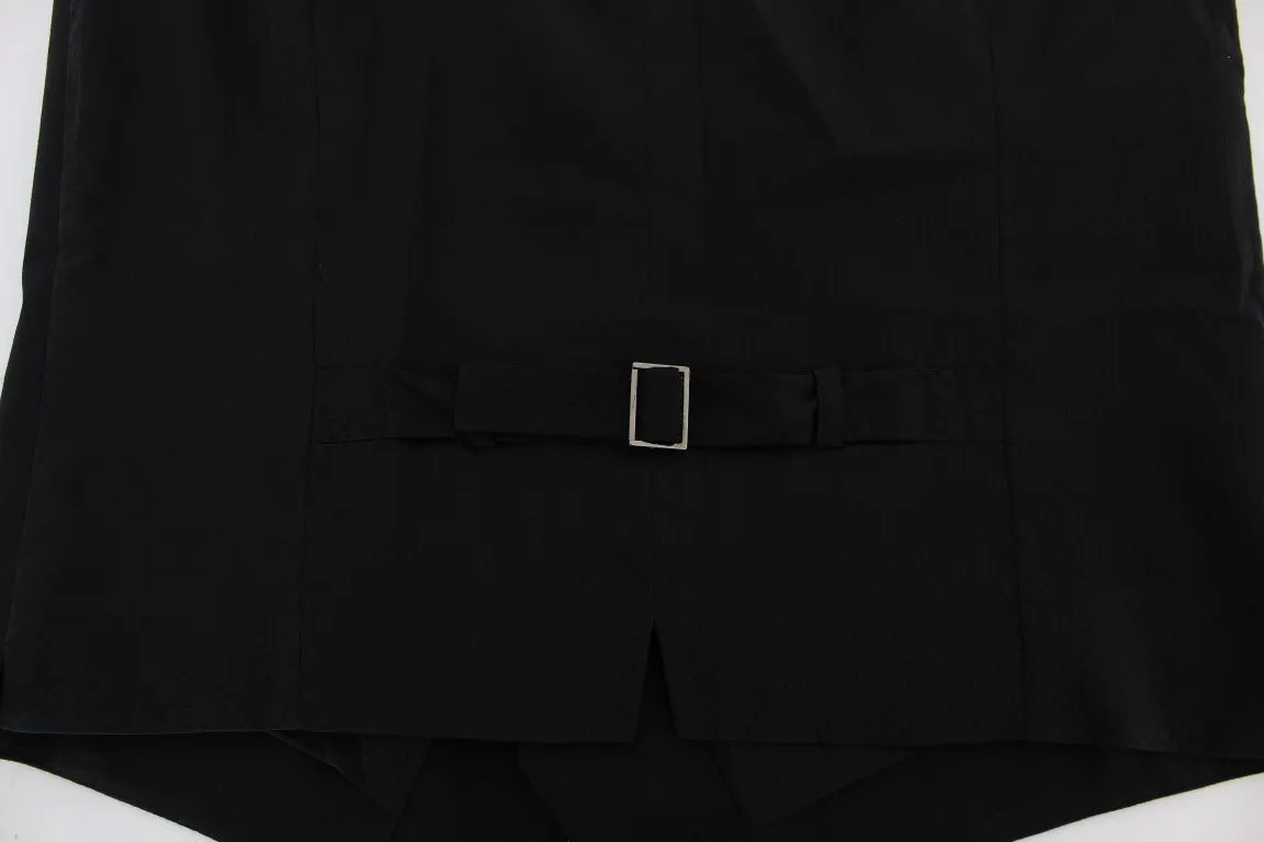 Black Wool Blend Formal Vest