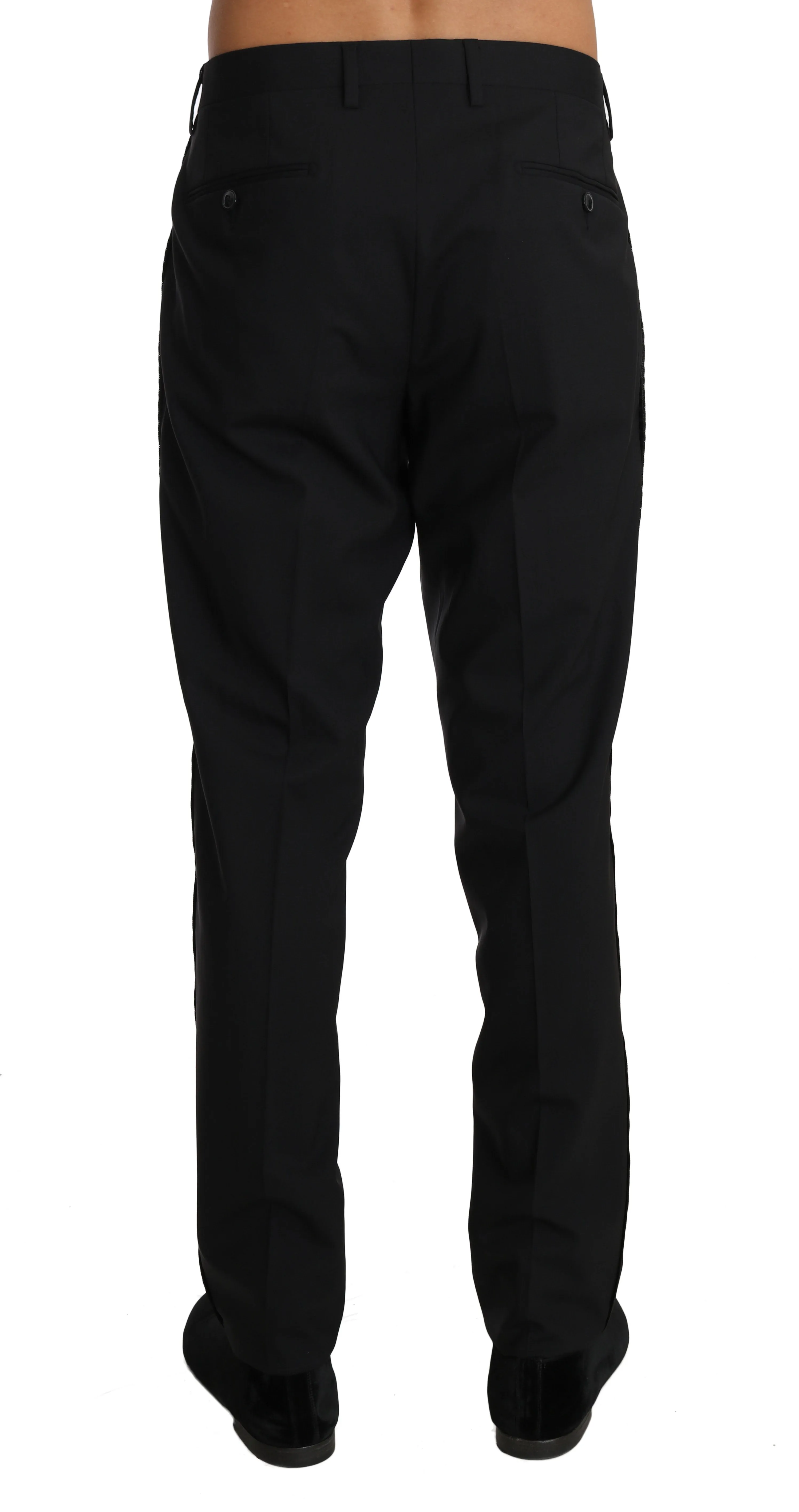 Black Wool Stretch Dress Formal Trousers