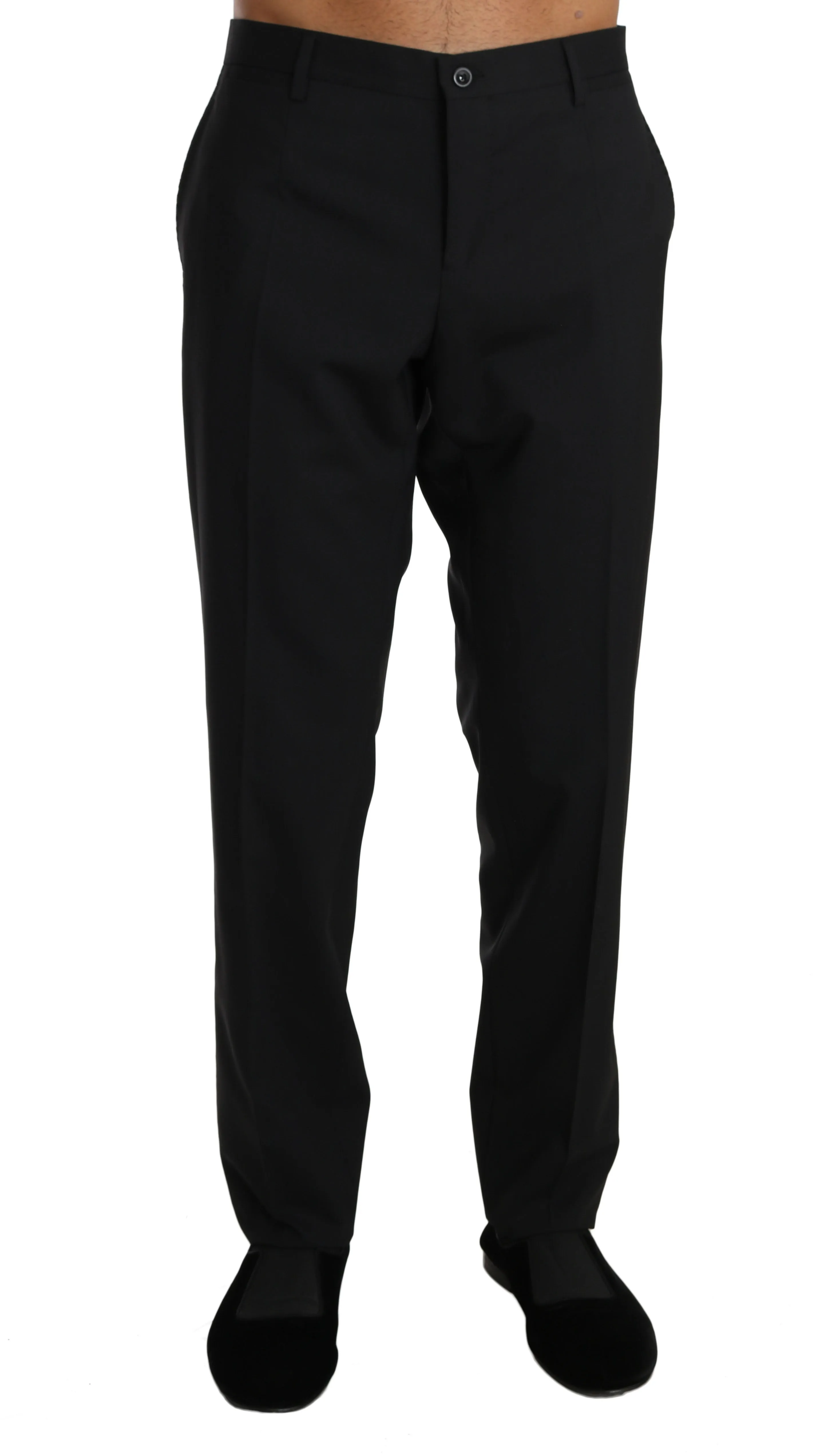Black Wool Stretch Dress Formal Trousers