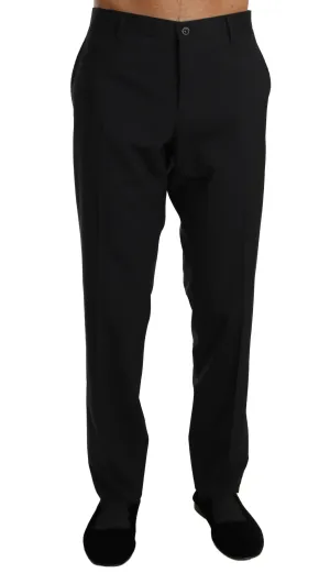 Black Wool Stretch Dress Formal Trousers