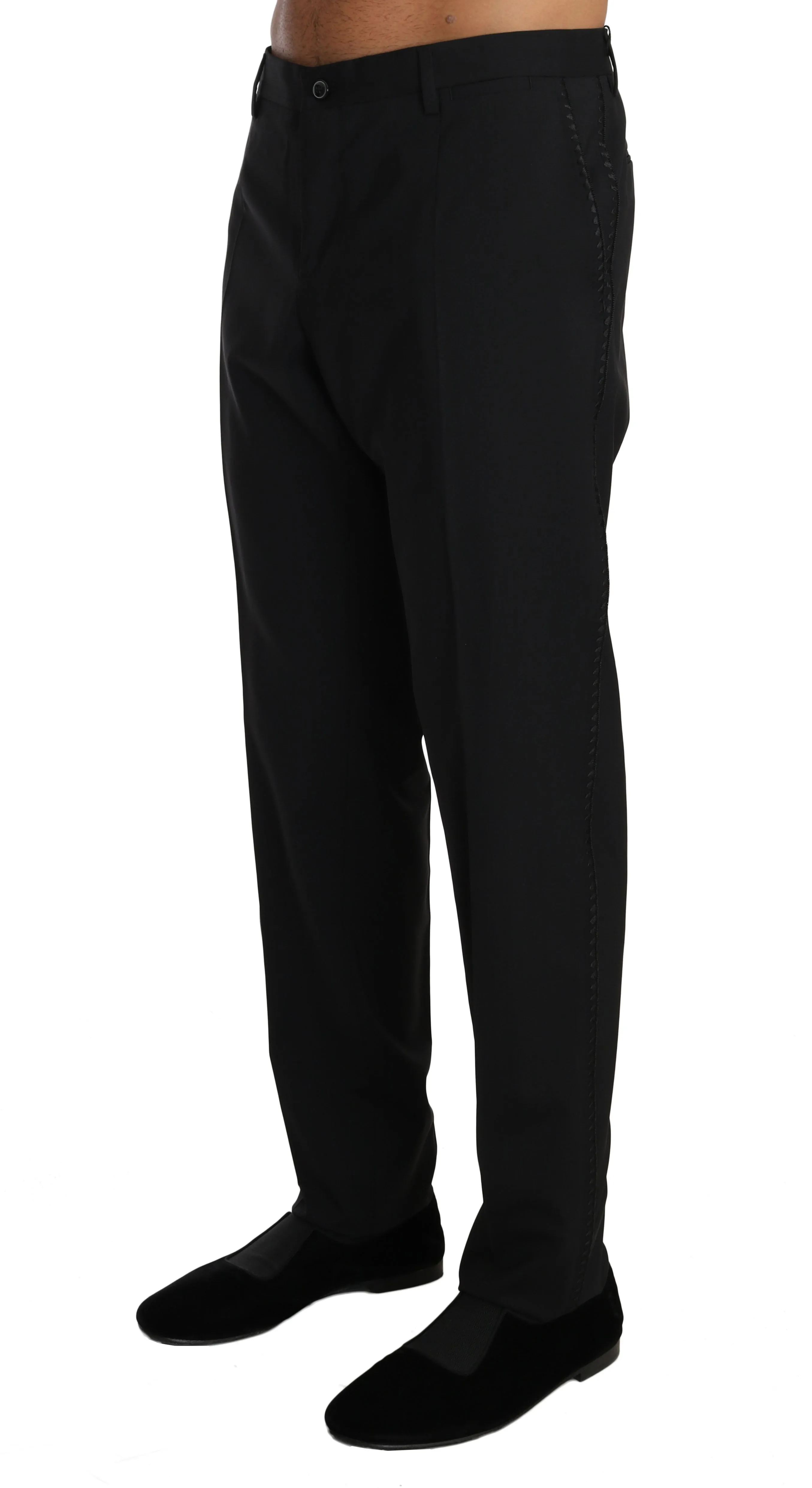 Black Wool Stretch Dress Formal Trousers