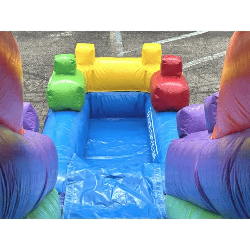 Block Bounce House Dual Lane Dura-Lite Combo w Detachable Pool