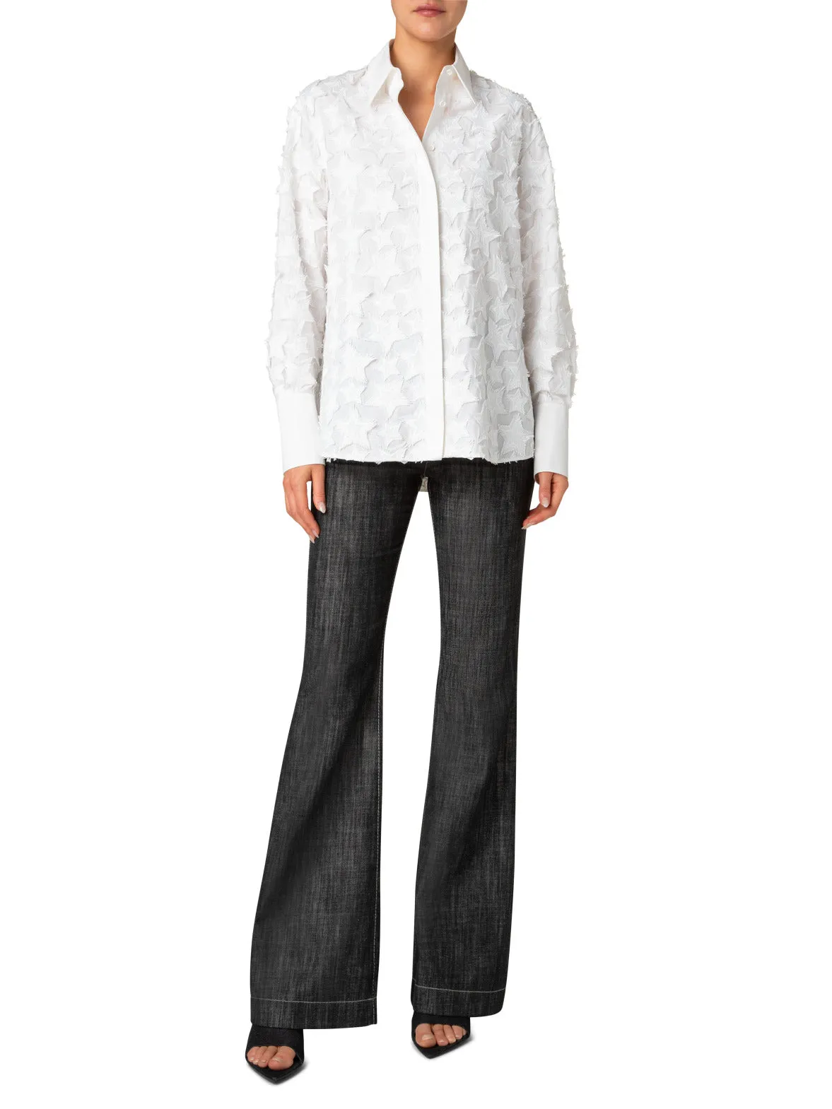 Blouse in Cotton with 3D Star Embroidery