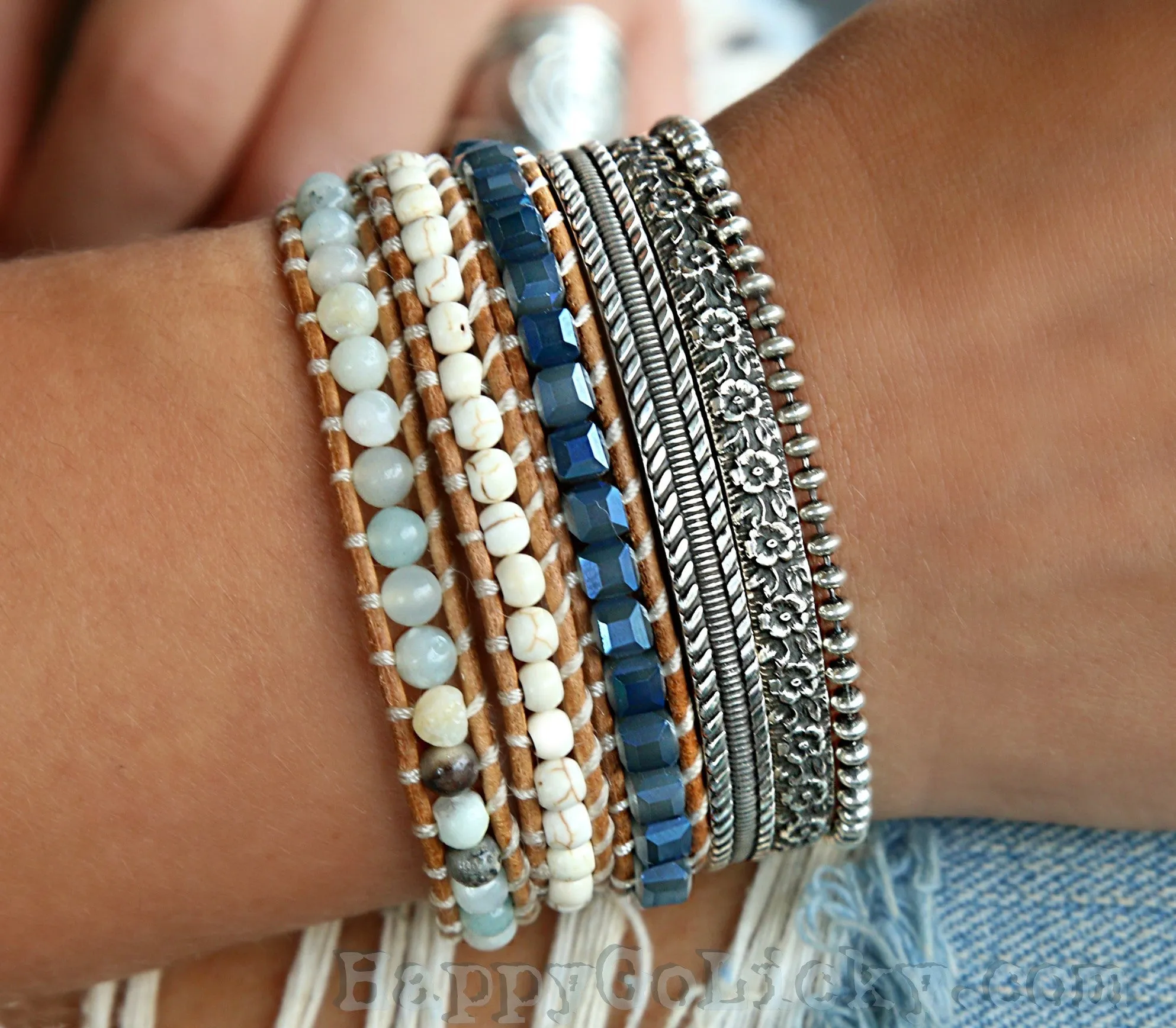 Blue Boho 3x Wrap Bracelet