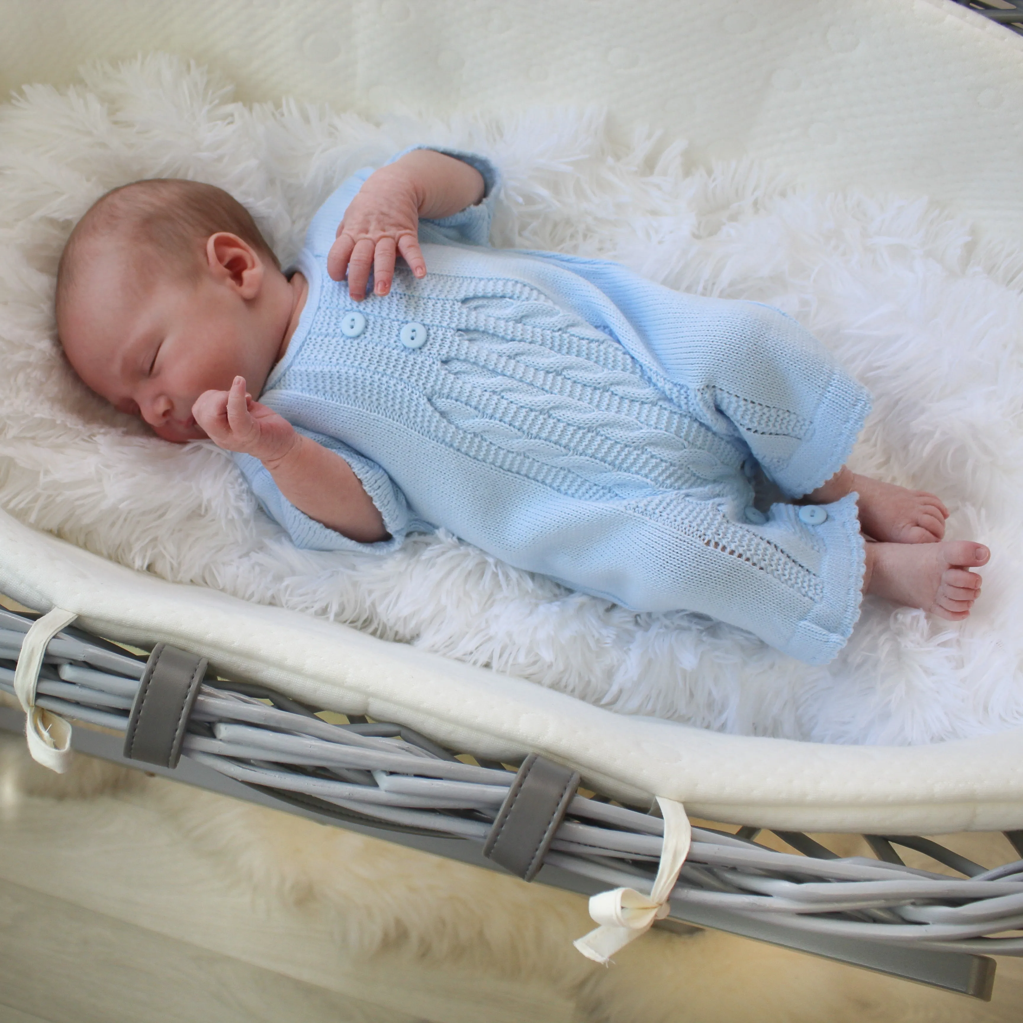 Blue Cable Knitted Romper