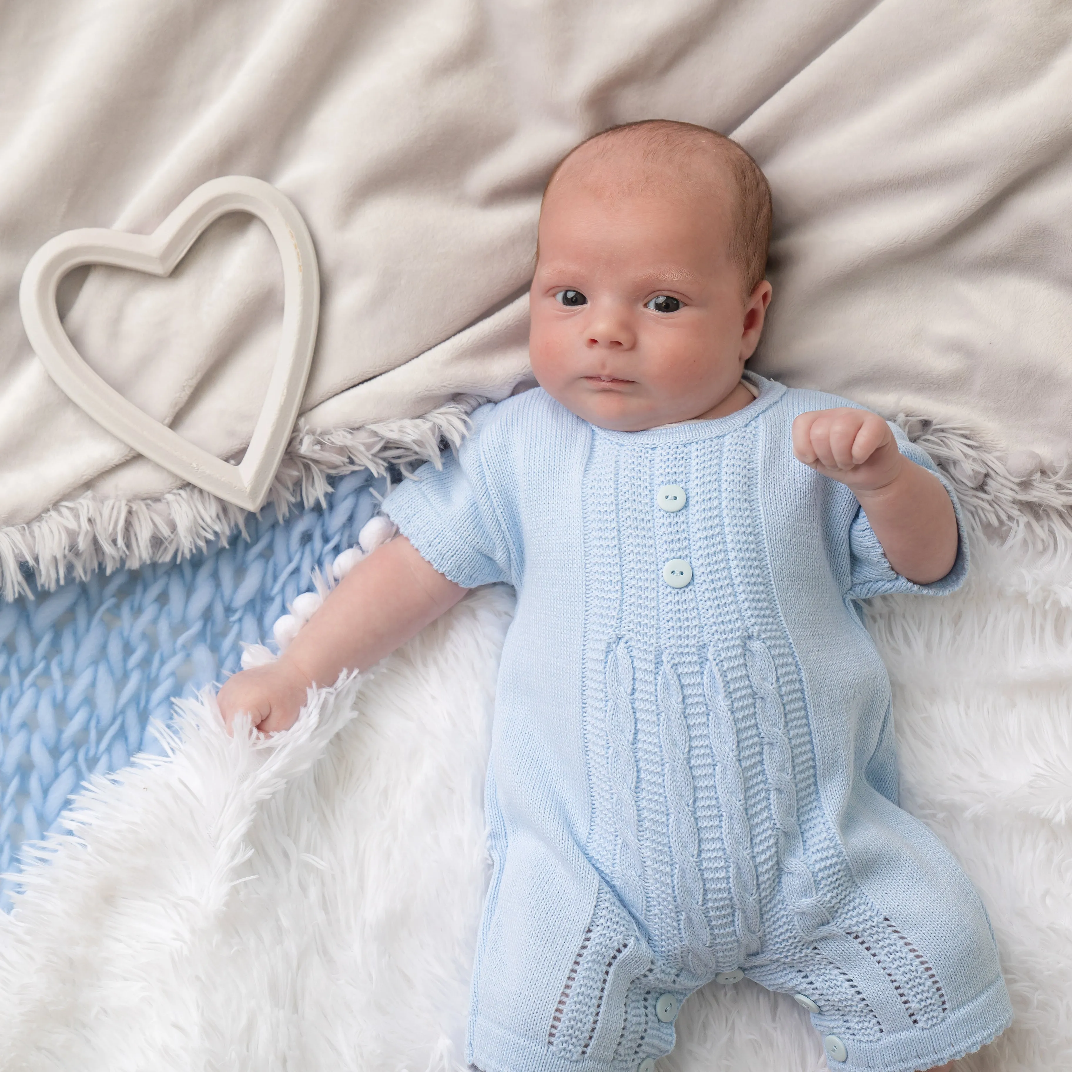 Blue Cable Knitted Romper